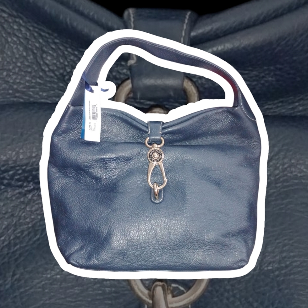 (NWT) Vintage DOONEY & BOURKE® Pebble Grain Logo Lock Shoulder Bag - Navy